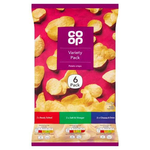 CO OP VARIETY CRISPS 6PK - 150G - CO OP