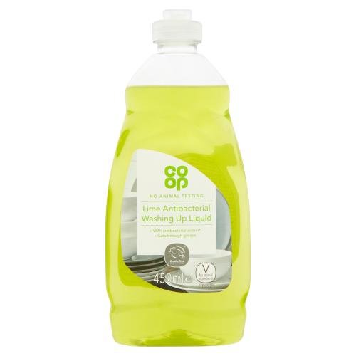 CO OP WASHING UP LIQUID ANTIBACTERIAL LIME - 450ML - CO OP