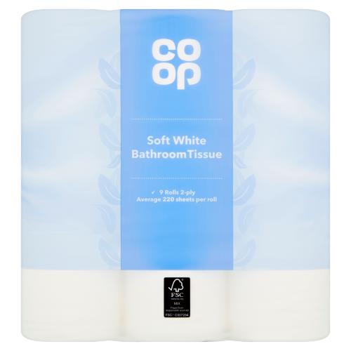 CO OP WHITE TOILET TISSUE - 9ROLL - CO OP