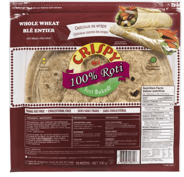 CRISPY BAKED WHOLE WHEAT ROTI - 500G - CRISPY