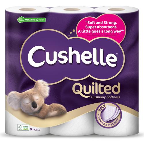 CUSHELLE TOILET TISSUE QUILTED WHITE - 9ROLL - CUSHELLE