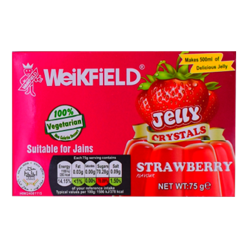 WEIKFIELD VEGETARIAN JELLY CRYSTALS STRAWBERRY FLAVOUR - 75G