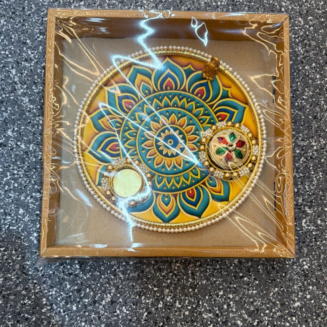 Decorated Pooja Thali - D10inch - ALLI BHAVAN