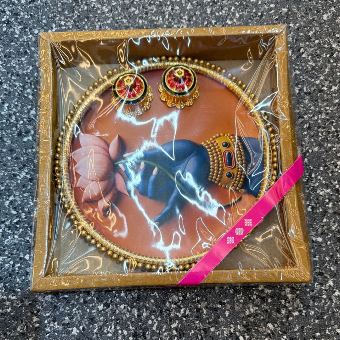Decorated Pooja Thali - D8inch - ALLI BHAVAN