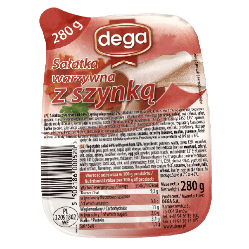 DEGA VEGETABLE SALAD & HAM - 280G - DEGA