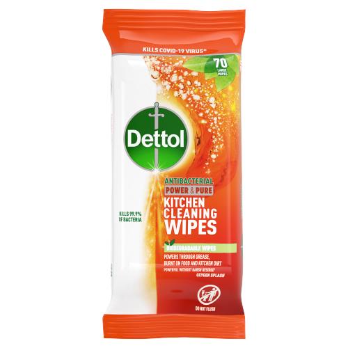 DETTOL POWER & PURE KITCHEN BIO WIPES - 72S - DETTOL