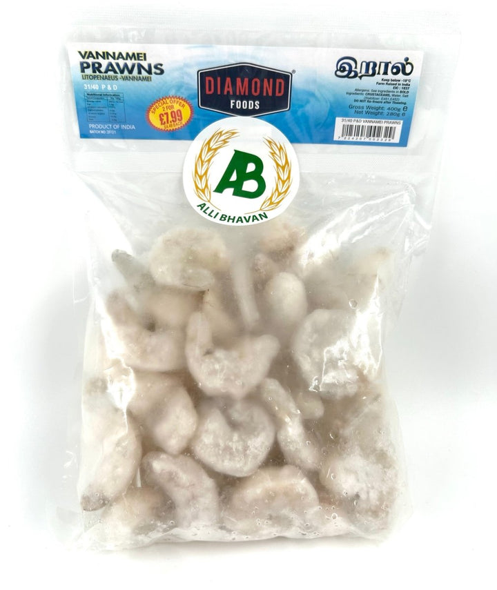 DIAMOND VANNAMEI PRAWNS 31/40 P & D - 400G - DIAMOND