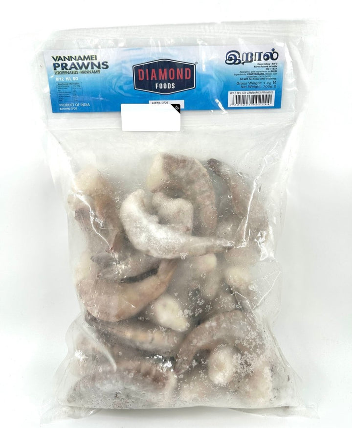 DIAMOND VANNAMEI PRAWNS 8/12 HLSO - 1KG - DIAMOND