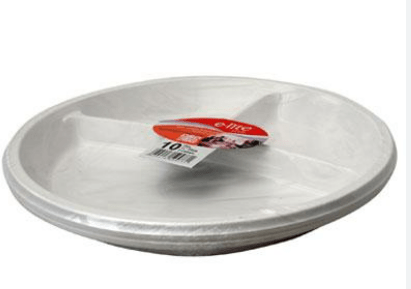 E - LITE STYLE DISPOSABLE PLASTIC PLATES 3 COMPARTMENTS - 10 PACK - E - LITE