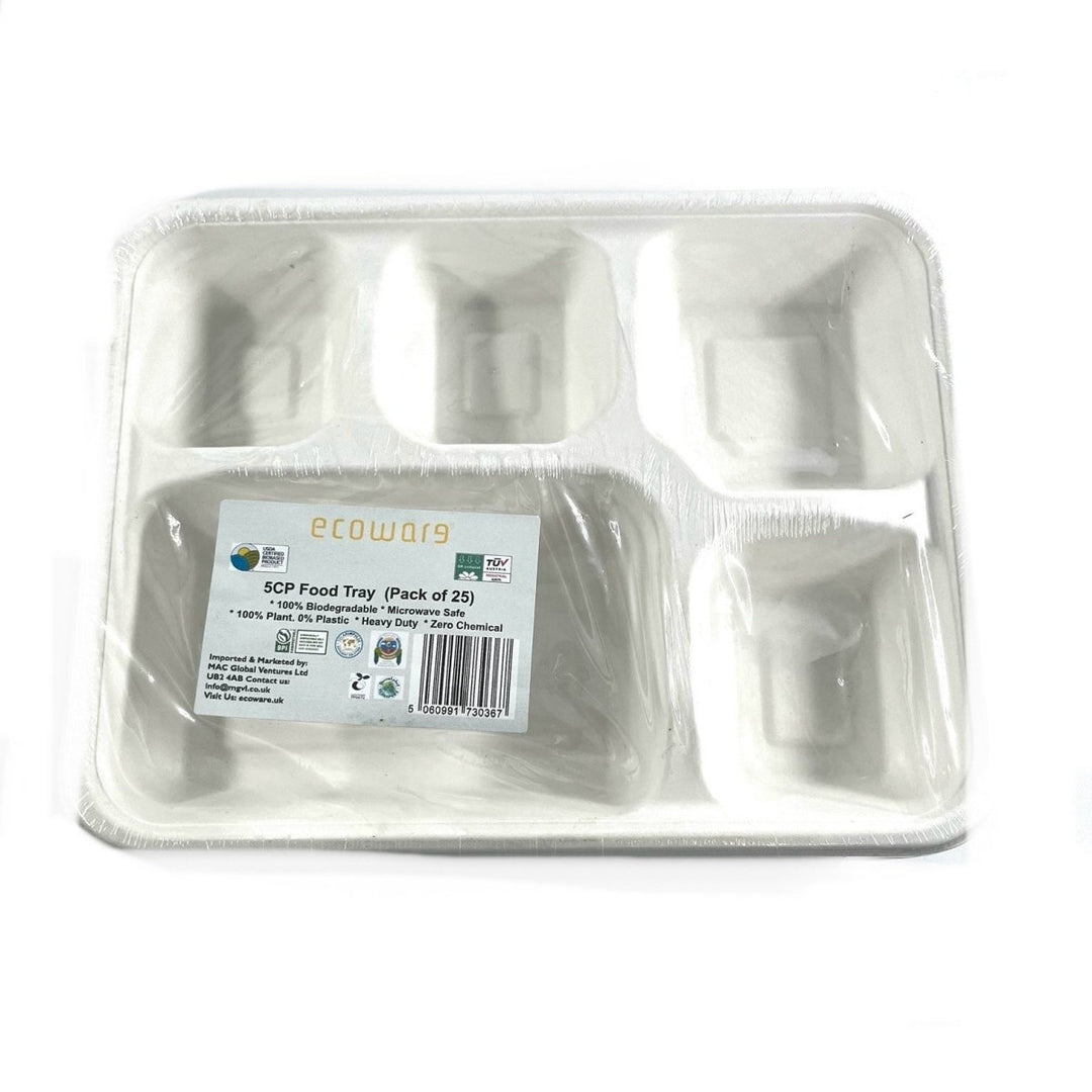 ECOWARE 5COMPARTMENT TRAY - 25PCS - Branded