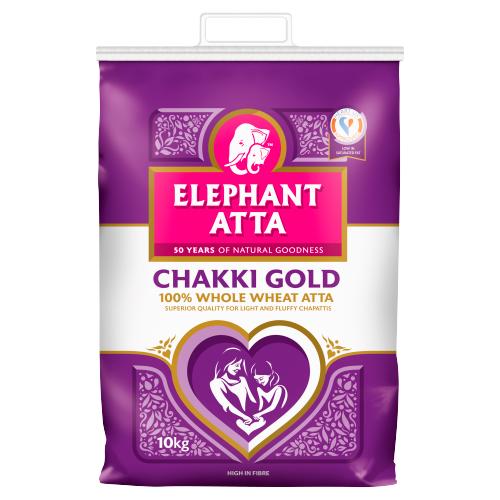 ELEPHANT ATTA CHAKKI GOLD 100% WHOLE WHEAT ATTA - 10KG - Branded