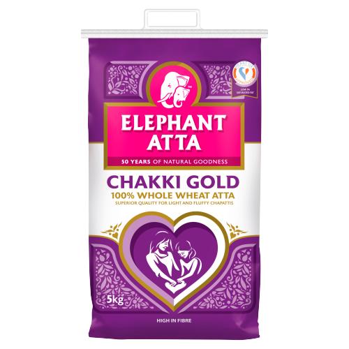 ELEPHANT ATTA CHAKKI GOLD 100% WHOLE WHEAT ATTA - 5KG - Branded