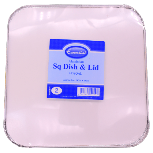 ESSENTIAL SUPER VALUE ALUMINIUM SQ DISH & LID - 2 PACK - ESSENTIAL SUPER VALUE