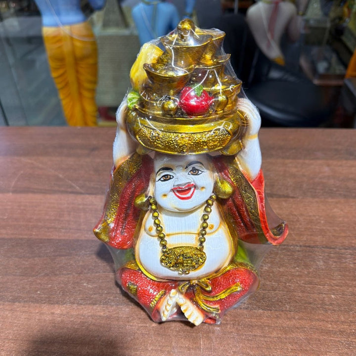 Fiber Tokri Budha Gold Fruit Basket - H9inch - ALLI BHAVAN