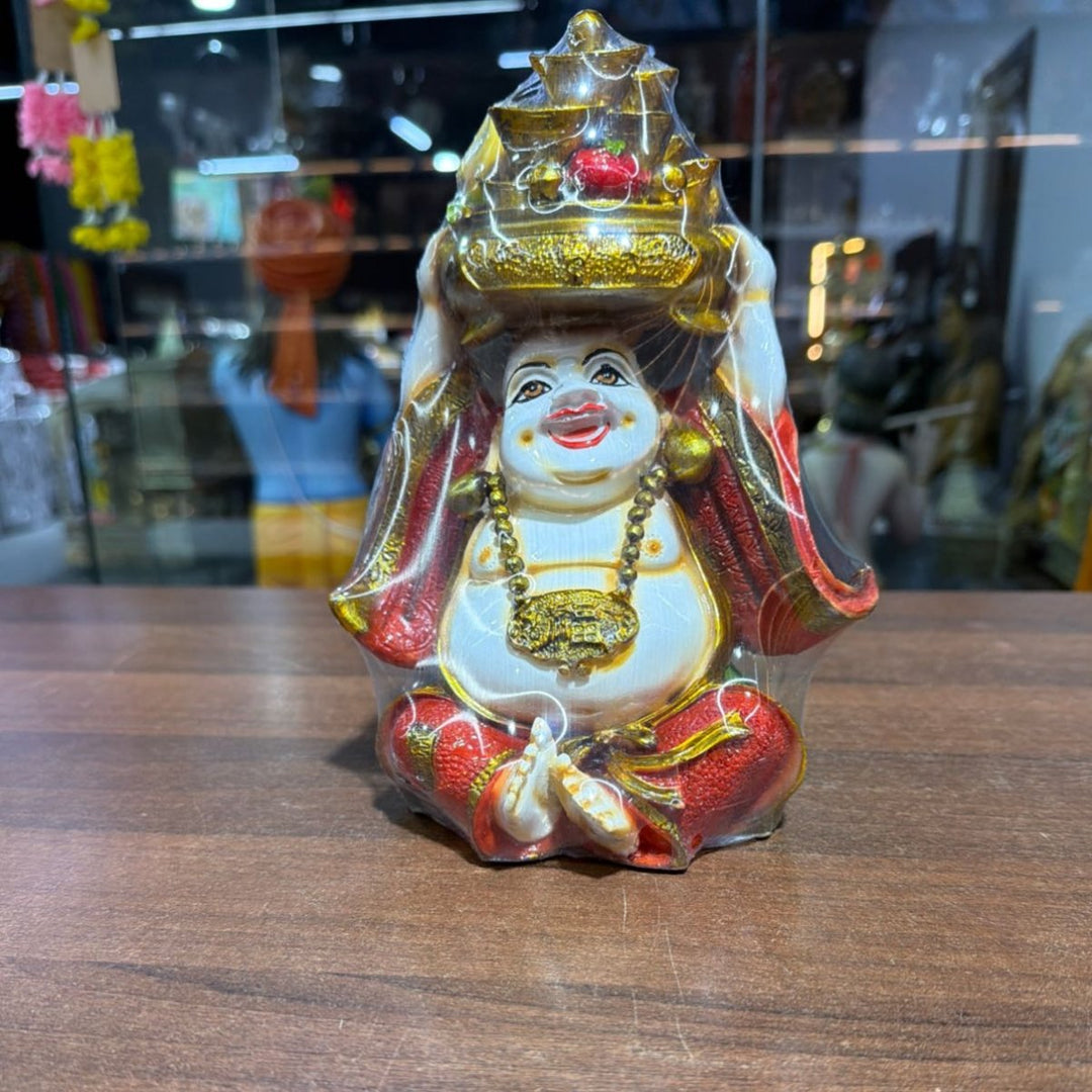 Fiber Tokri Budha Gold Fruit Basket - H9inch - ALLI BHAVAN