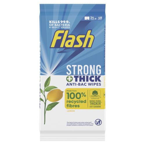 FLASH ANTIBAC LEMON WIPES XL - 24'S - FLASH