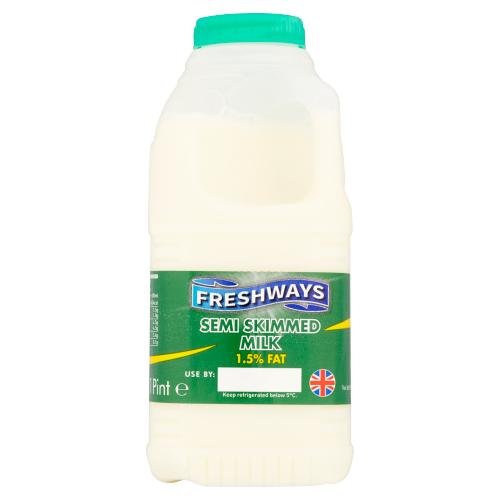 FRESHWAYS SEMI SKIMMED MILK - 568ML - FRESHWAYS