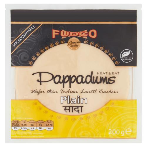 FUDCO PLAIN URAD PAPPADUMS - 200G - FUDCO