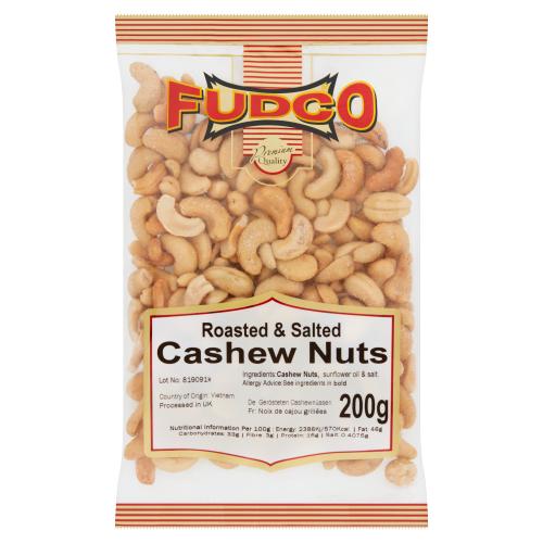 FUDCO ROASTED & SALTED CASHEW NUTS - 200G - FUDCO