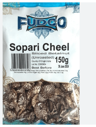 FUDCO SOPARI CHEEL UNROASTED (SLICED BETALNUTS) - 150G - FUDCO