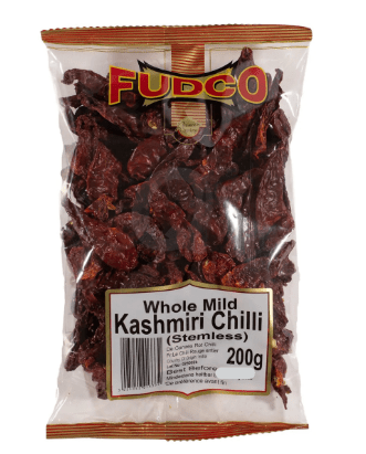 FUDCO WHOLE MILD KASHMIRI CHILLI (LAL MIRCH) - 200G - FUDCO