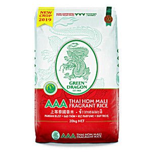 GREEN DRAGON THAI FRAGRANT RICE - 20KG - GREEN DRAGON