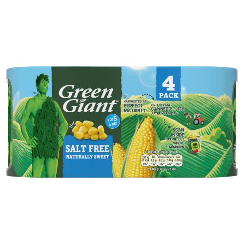 GREEN GIANT SALT FREE SWEETCORN 4PK - 198G - GREEN GIANT