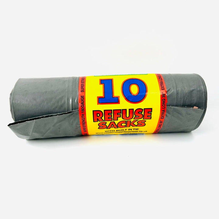 GREY REFUSE SACKS ROLL - 10 PACK - Branded