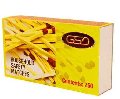 GSD HOUSEHOLD SAFETY MATCHES - 250 STICKS - GSD