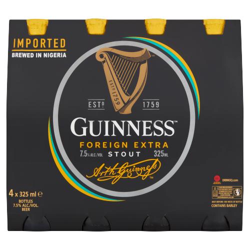 GUINNESS NIGERIAN STOUT BOTTLE 4PK - 325ML - GUINNESS