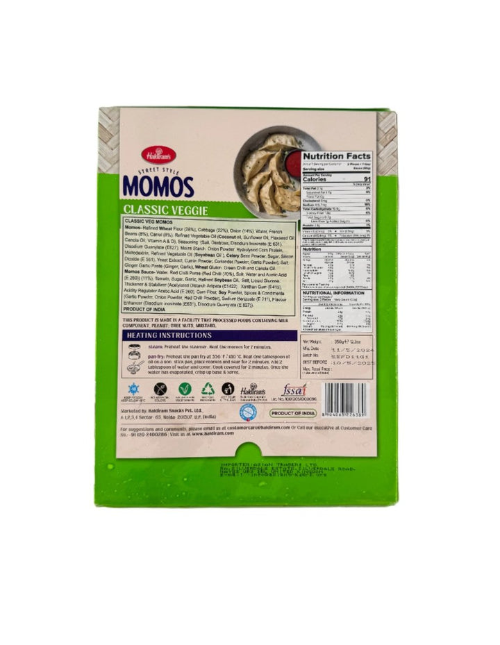 HALDIRAMS STREET STYLE CLASSIC VEGGIE MOMOS - 350G - HALDIRAM'S