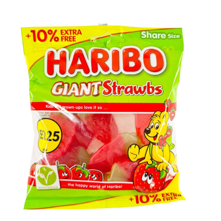 HARIBO GIANT STRAWBS - 140G - HARIBO