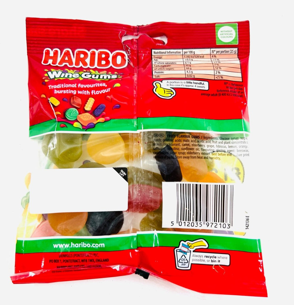 HARIBO WINE GUMS - 140G - HARIBO