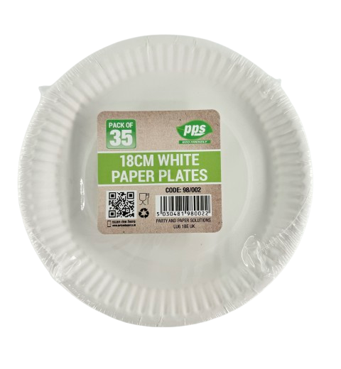 WHITE PAPER PLATES 18CM - 35PACK