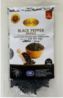 INDU SRI BLACK PEPPER WHOLE - 100G - INDU SRI