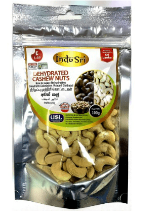 INDU SRI DEHYDRATED CASHEWNUTS - 100G - INDU SRI