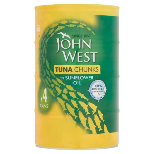 J WEST TUNA CHUNKS OIL 4PK - 145G - J WEST