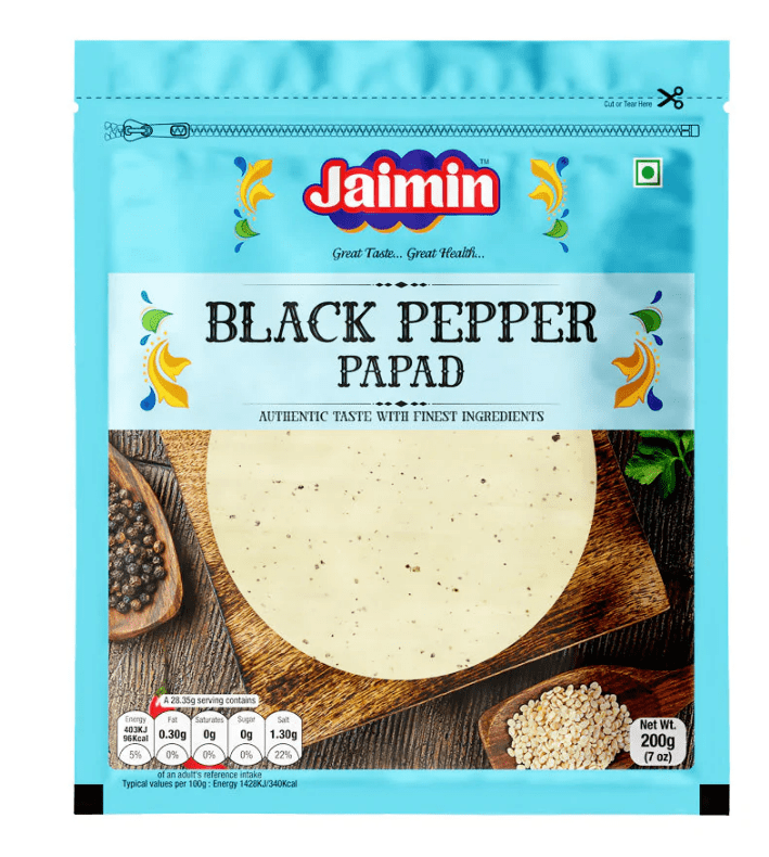 JAIMIN BLACK PEPPER PAPAD - 200G - JAIMIN