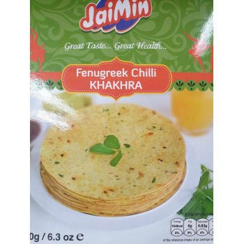 JAIMIN FENUGREEK CHILLI KHAKHRA - 180G - JAIMIN