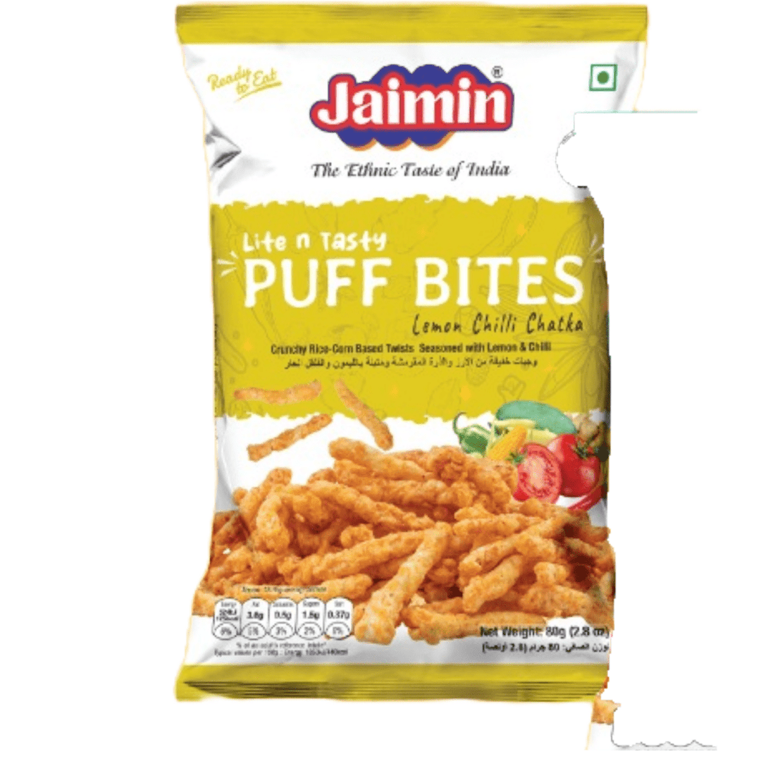 JAIMIN PUFF BITES LEMON CHILLI CHATKA - 80G - JAIMIN