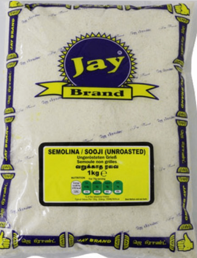 JAY BRAND UNROASTED RAVA (SOOJI) - 1KG - JAY BRAND