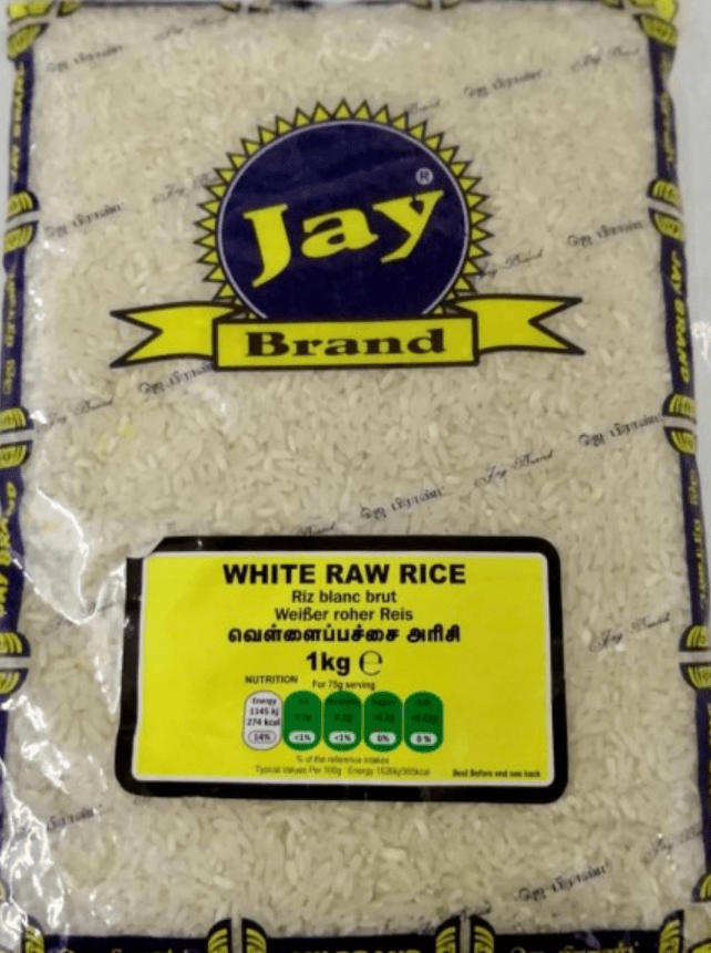 JAY BRAND WHITE RAW RICE 1KG - JAY