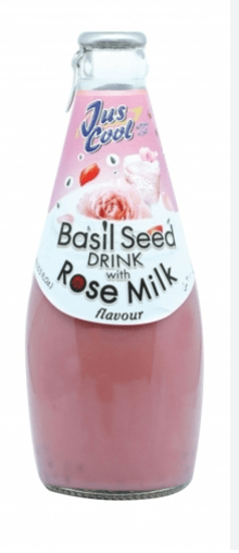 JUS COOL BASIL SEED DRINK WITH ROSE MILK - 290ML - JUS COOL