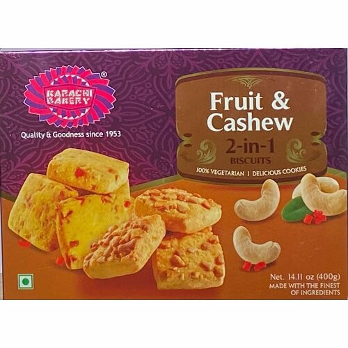 KARACHI BAKERY 2 IN 1 FRUIT & CASHEW BISCUITS - 400G - KARACHI BAKERY