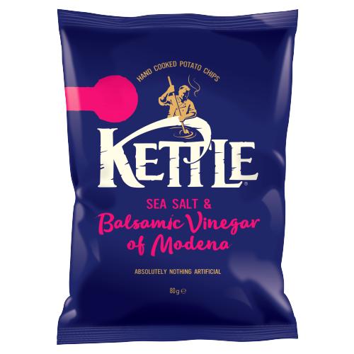 KETTLE CHIPS SEA SALT & BALSAMIC VINEGAR HAND COOKED POTATO CHIPS - 80G - KETTLE