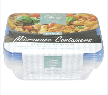 KINGFISHER CATERING MICROWAVE CONTAINERS - 5 PACK - KINGFISHER