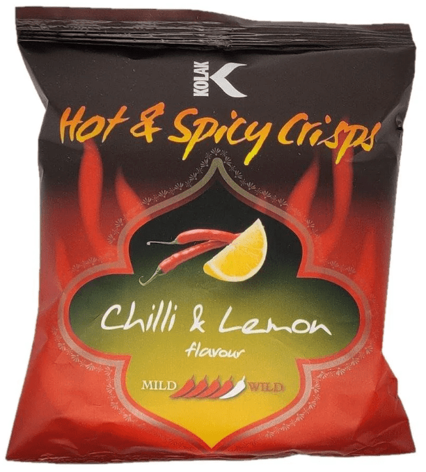 KOLAK CHILLI & LEMON FLAVOUR HOT & SPICY CRISPS - 25G - KOLAK