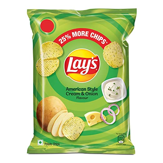 LAYS AMERICAN STYLE CREAM & ONION FLAVOUR POTATO CHIPS - 50G - LAYS