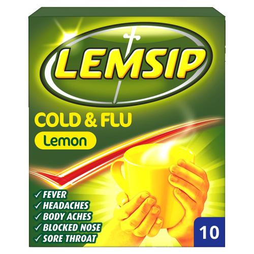 LEMSIP COLD & FLU LEMON - 10 SACHETS - LEMSIP