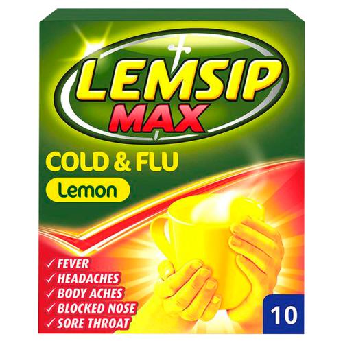 LEMSIP GSL MAX COLD & FLU LEMON SACHETS - 10PK - LEMSIP